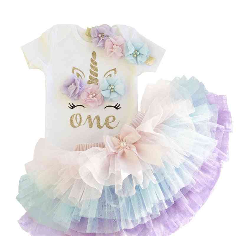 1 jaar meisje baby verjaardag eenhoorn jurk bloem pasgeboren prinses kostuum 12 maanden doopjurk cake smash outfits