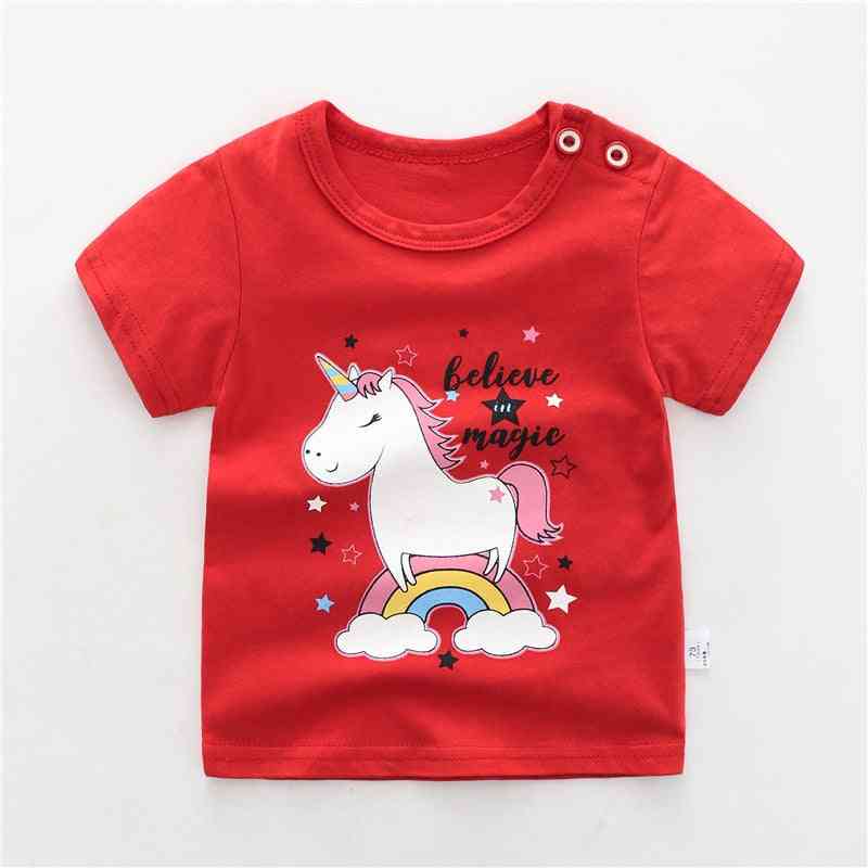 Newborn Baby T-shirts, Summer Cotton Cartoon Unicorn Printing Tops