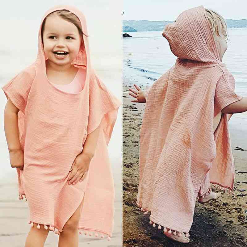 Roztomilé letné detské / dlhé svetre s kapucňou a pláštenkou na plážové zakrytie pevné ležérne