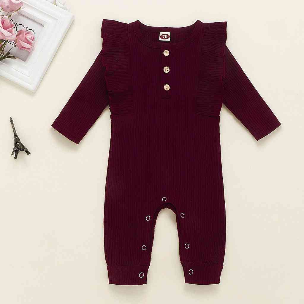 Baby Autumn Winter Clothing Newborn Girl Boy Ribbed Clothes Knitted Cotton Romper Jumpsuit Solid Outfits