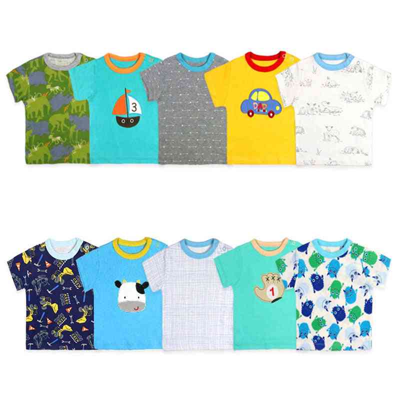 Cotton Baby Boy T-shirt, Casual Shorts Sleeve Tops, Summer Newborn
