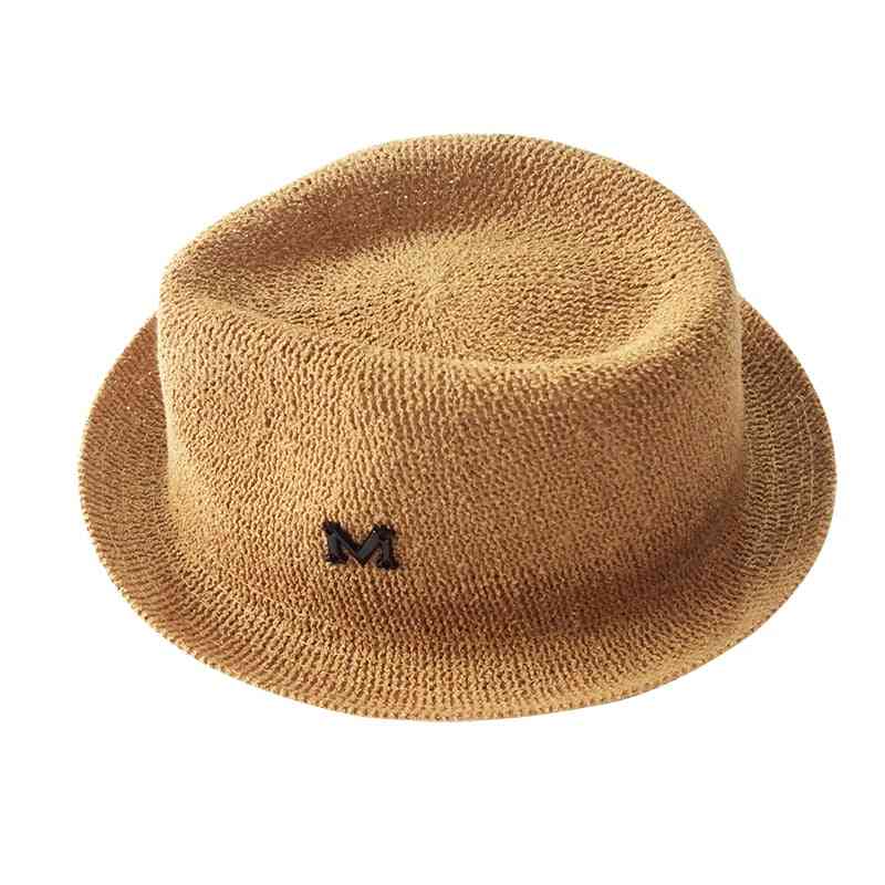 Detská čiapka písmeno m slamená čiapka pre - čiapka Panama, slnečná čiapka zrolovateľná čiapky pre deti