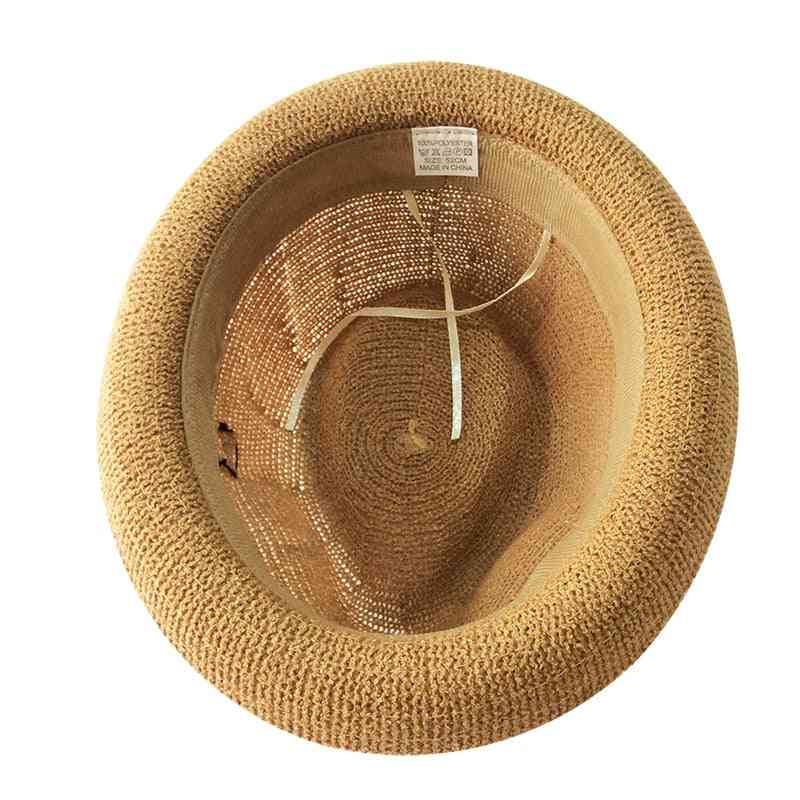 Children Hat Letter M Straw Cap For - Panama Hat, Sun Cap Roll Up Baby Caps