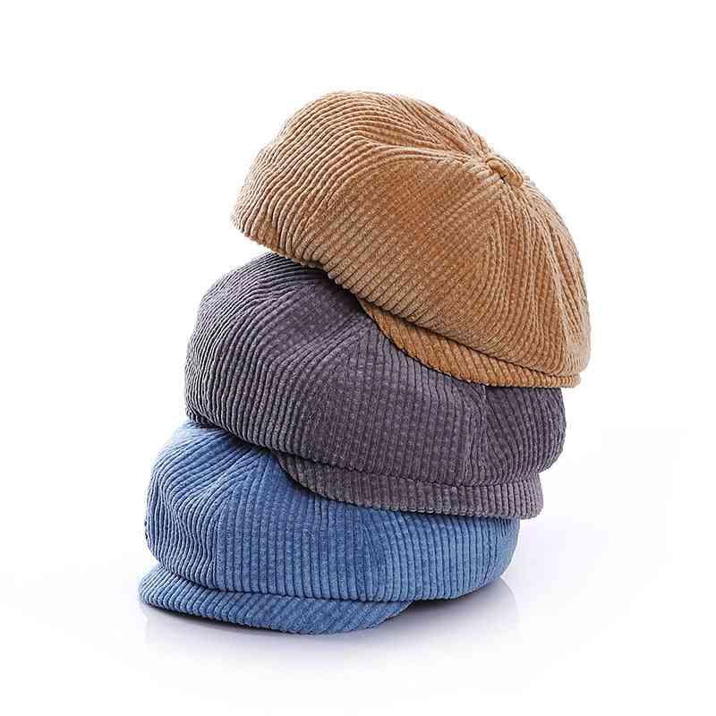Chłopięca sztruksowa czapka noworodka - jesienno-zimowa czapka chłopięca