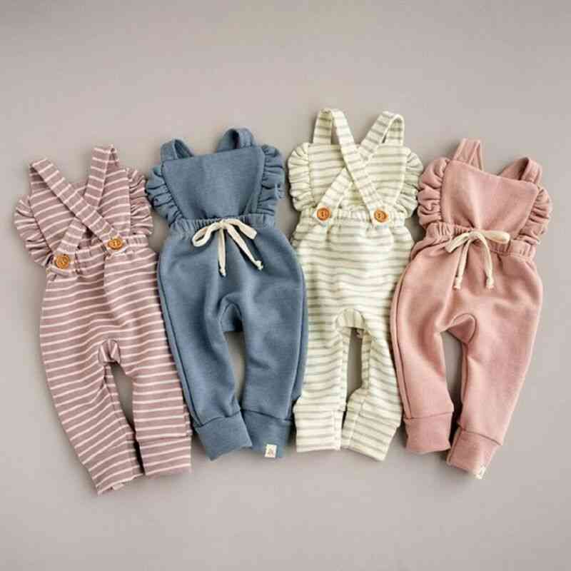 Newborn Baby Girl Stripe Romper, Overalls Pants Cotton Soft Outfit Clothes Suit