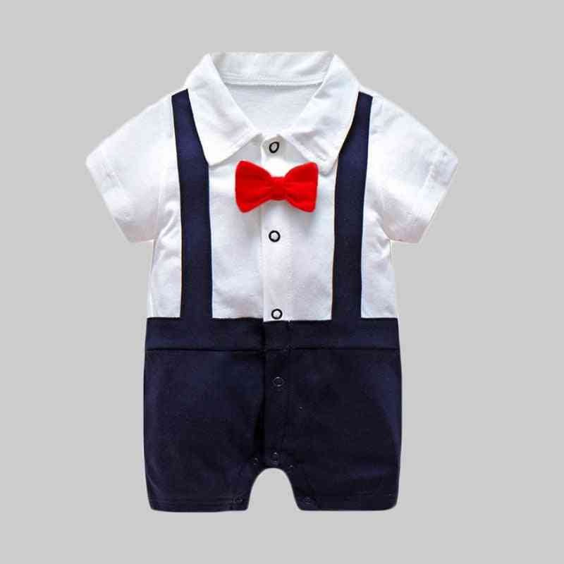 Nyfödda babykläder sommar gentleman tröjor, 0-12 m bomull jumpsuit unisex tunna dräkter