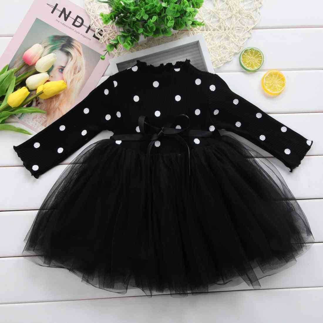 Long Sleeve, Bow Knowt Tutu Gown -princess Party Dresses