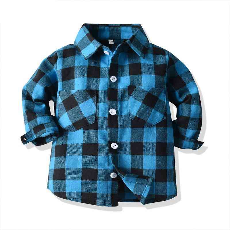 Lente-, herfstmode baby boy katoenen shirt met lange mouwen - blauw1 / 3m