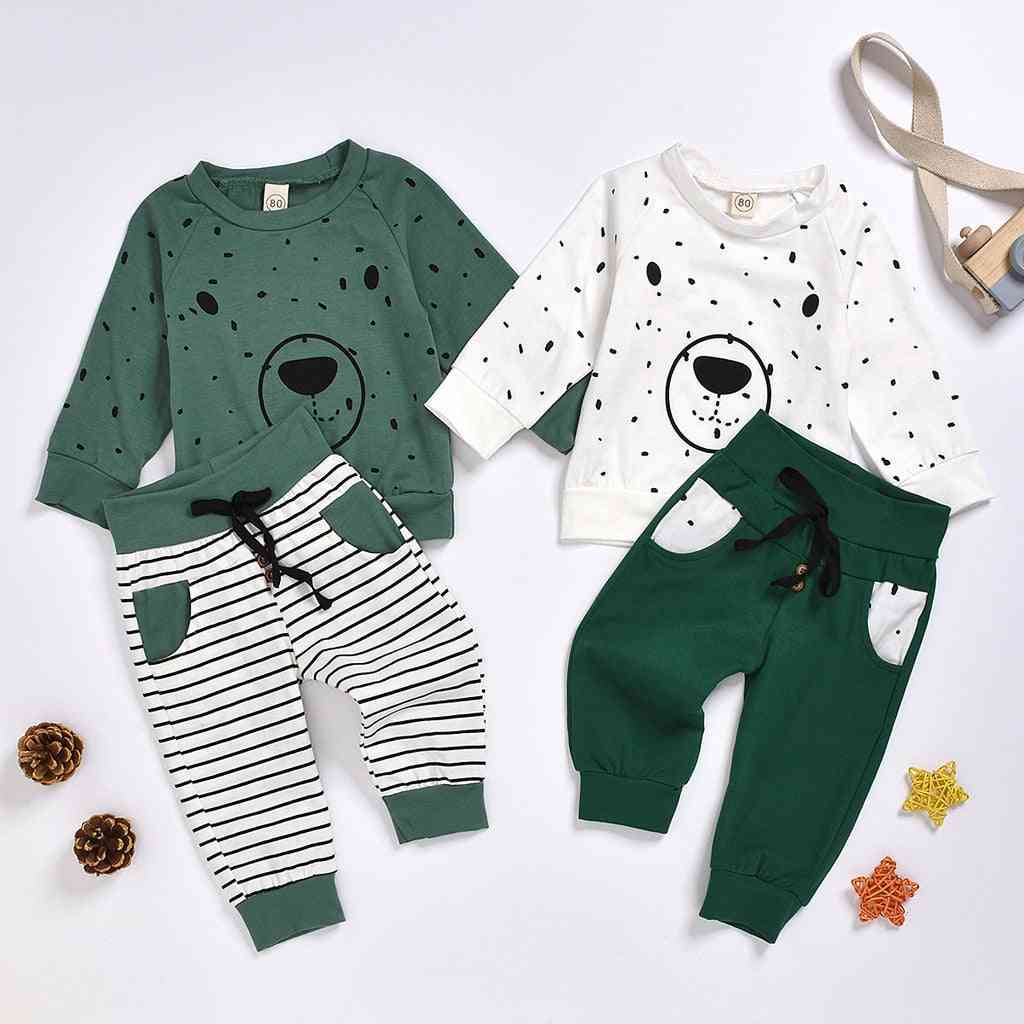 Newborn Baby Boy Clothes Roupa Cartoon Bear Sweatshirt Tops+ Pants Outfits Set