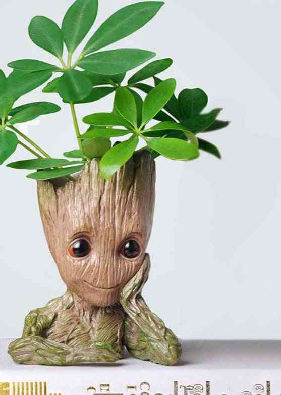 Baba grot, virágcserép ültetvényes figurák fa ember modell