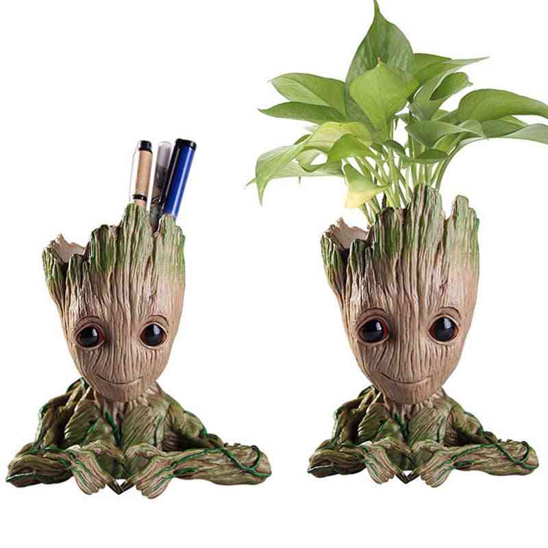 Baba grot, virágcserép ültetvényes figurák fa ember modell
