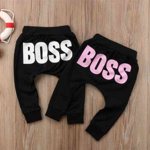 Cotton Casual Trousers - Letter Boss Pants For Baby /