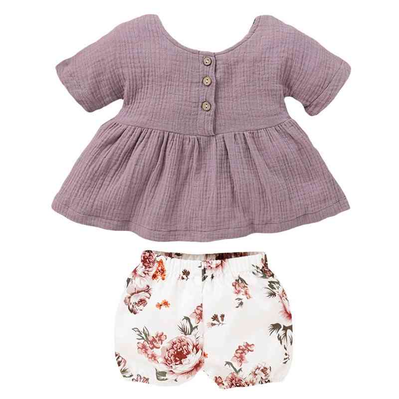 Ljetna djevojčica za odjeću od novorođenog pamučnog platna - gornji dio i kratke hlače