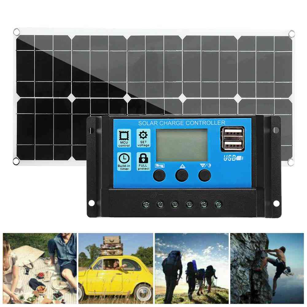 Cargador de batería del kit del panel solar de 100w + cargador de la caravana del controlador 30a para el hogar / yate / rv / caravana / cabina / barco