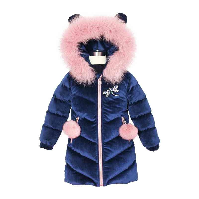 Megvastagodott téli kapucnis kabát lányok felsőruházatához