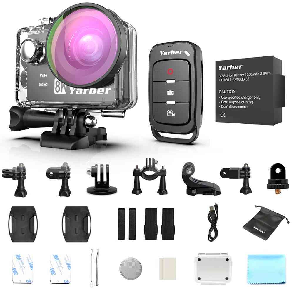 8k akció-sport kamera, wifi 4k 60fps kerékpáros sisak akció-kamerák, 40 m vízálló búvár-videó műszerfal távoli alkalmazással