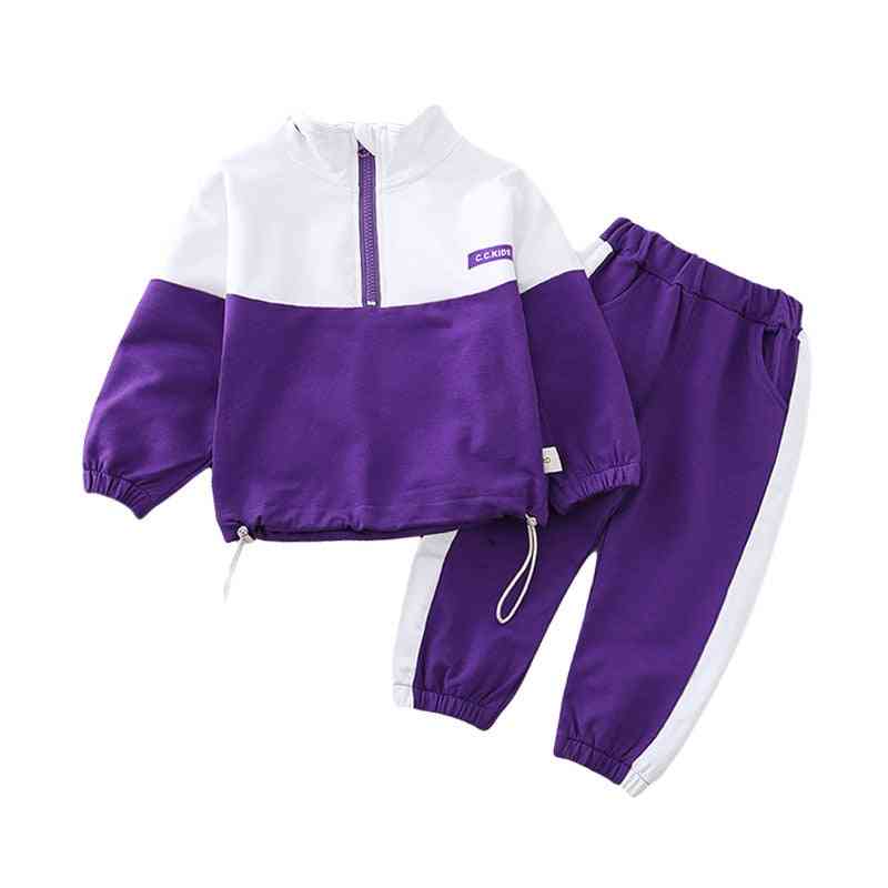 Solid Jacket And Pants-kids Tracksuits