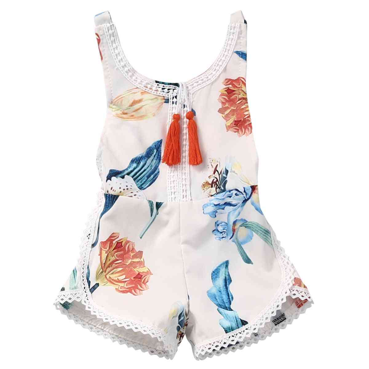 Pudcoco barn joggebukse shorts for jenter sommerklær bib overalls jumpsuits flower print 0-4 år
