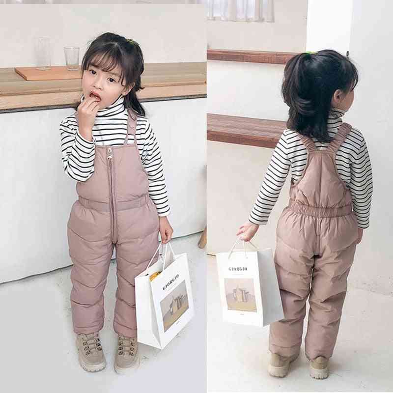 Children  Warm Overalls,  Girls & Boys Thick Pants With Cotton Filling