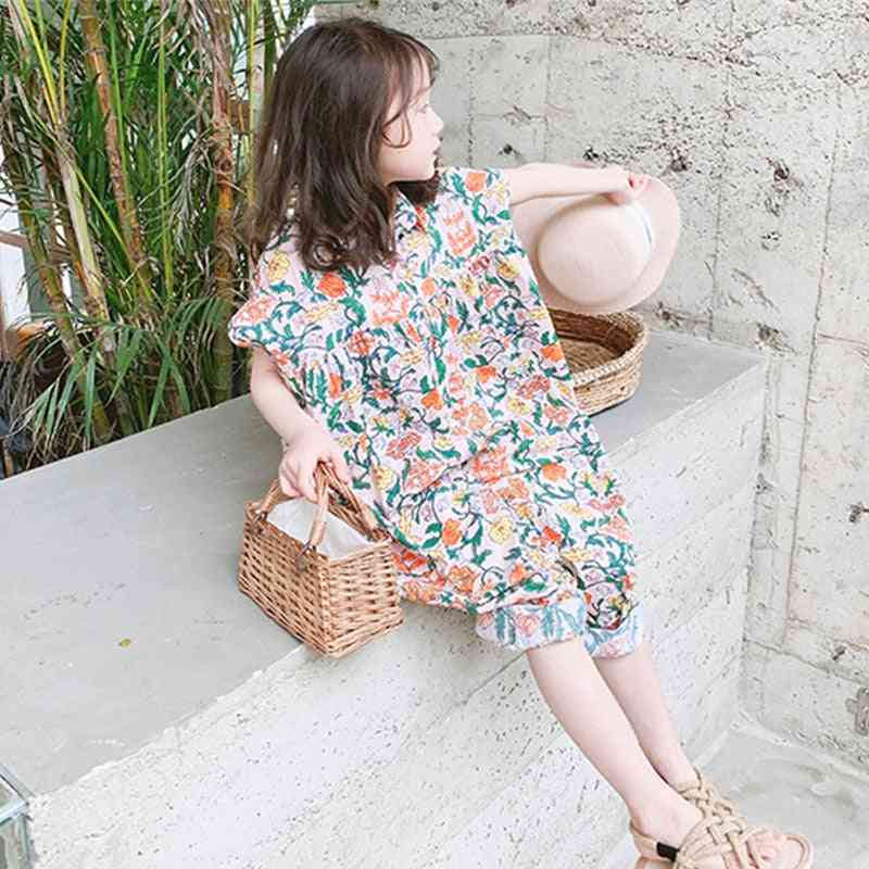 Dziewczęcy kombinezon letni kwiatowy kombinezon dziecięcy spodnie dla dzieci harem koreański palysuit