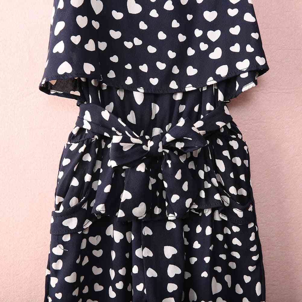 Cute Heart Print Jumpsuits With Suspender For
