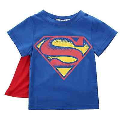 Enfants garçons t-shirt tops avec cape superman batman enfants, t-shirt d'été à manches courtes tee tops, vêtements pour bébés garçons custume