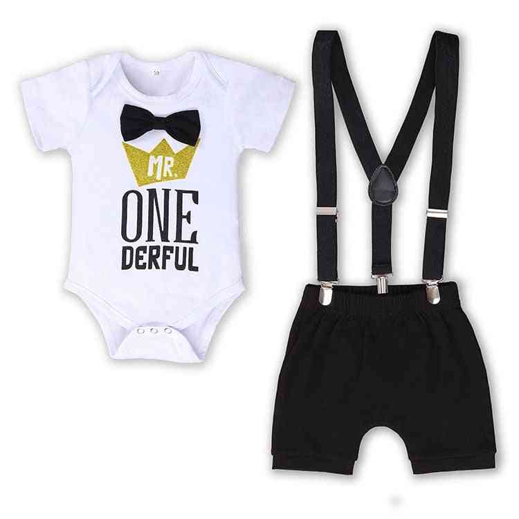 Baby Boy Clothes, Tie Romper, Straps Shorts Outfits