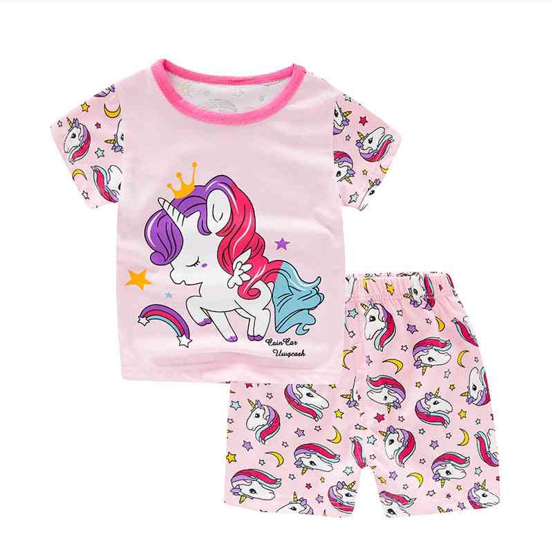 Pijama infantil de unicórnio para meninas, outono pijama infantil de manga comprida meninos pijamas de algodão