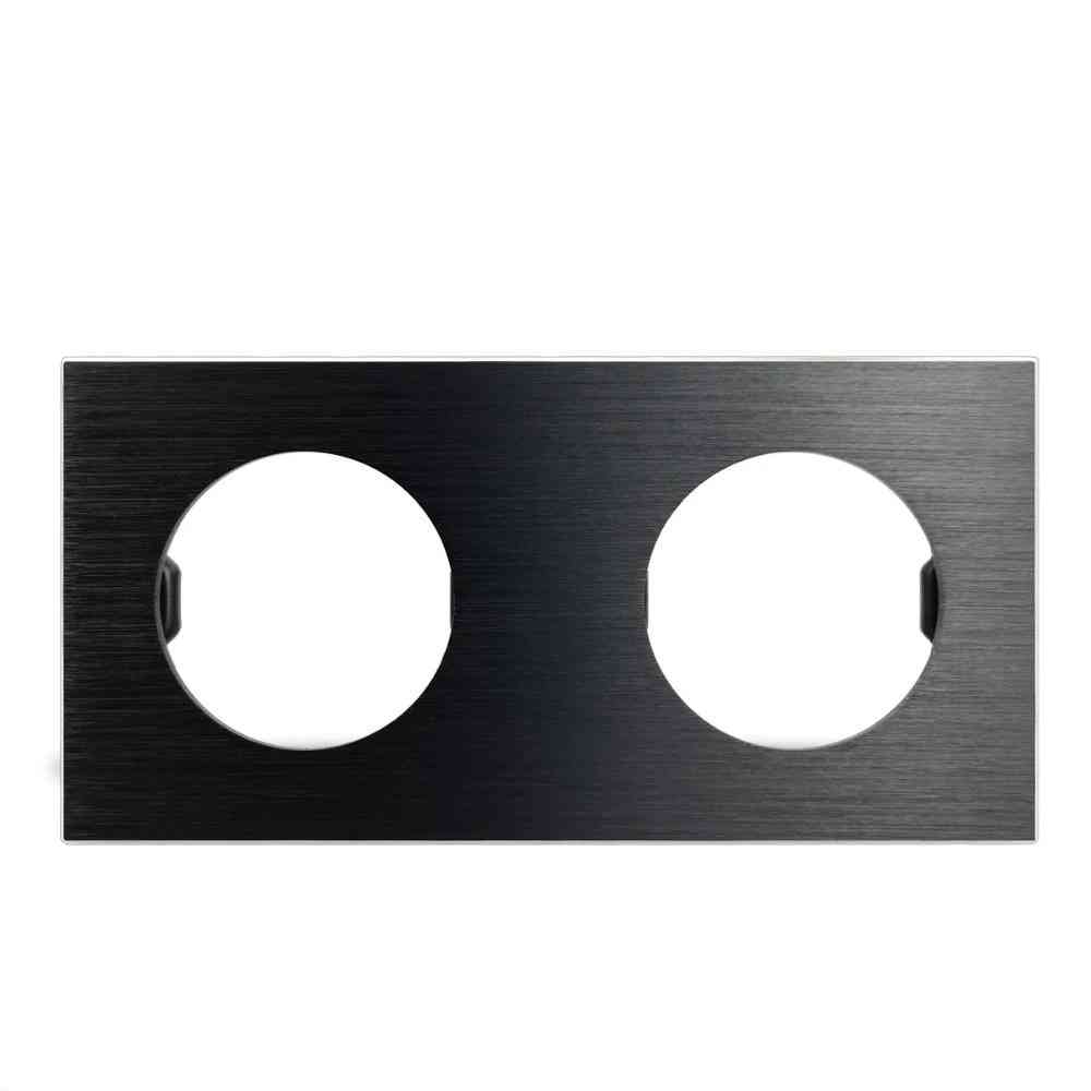 Double-frame, Brushed Aluminum Wall Switch Socket Metal Plate