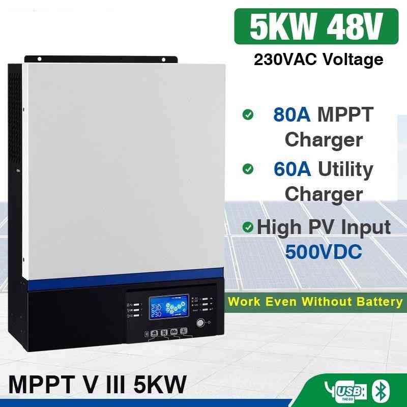 Inversor solar 500vdc / 5000w / 80a, mppt 48v 220v, inversor fora da rede, inversor de onda, carregador de bateria 60a