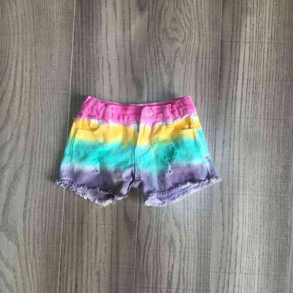 Baby jenter regnbue korte jeans for jenter tie dye shorts