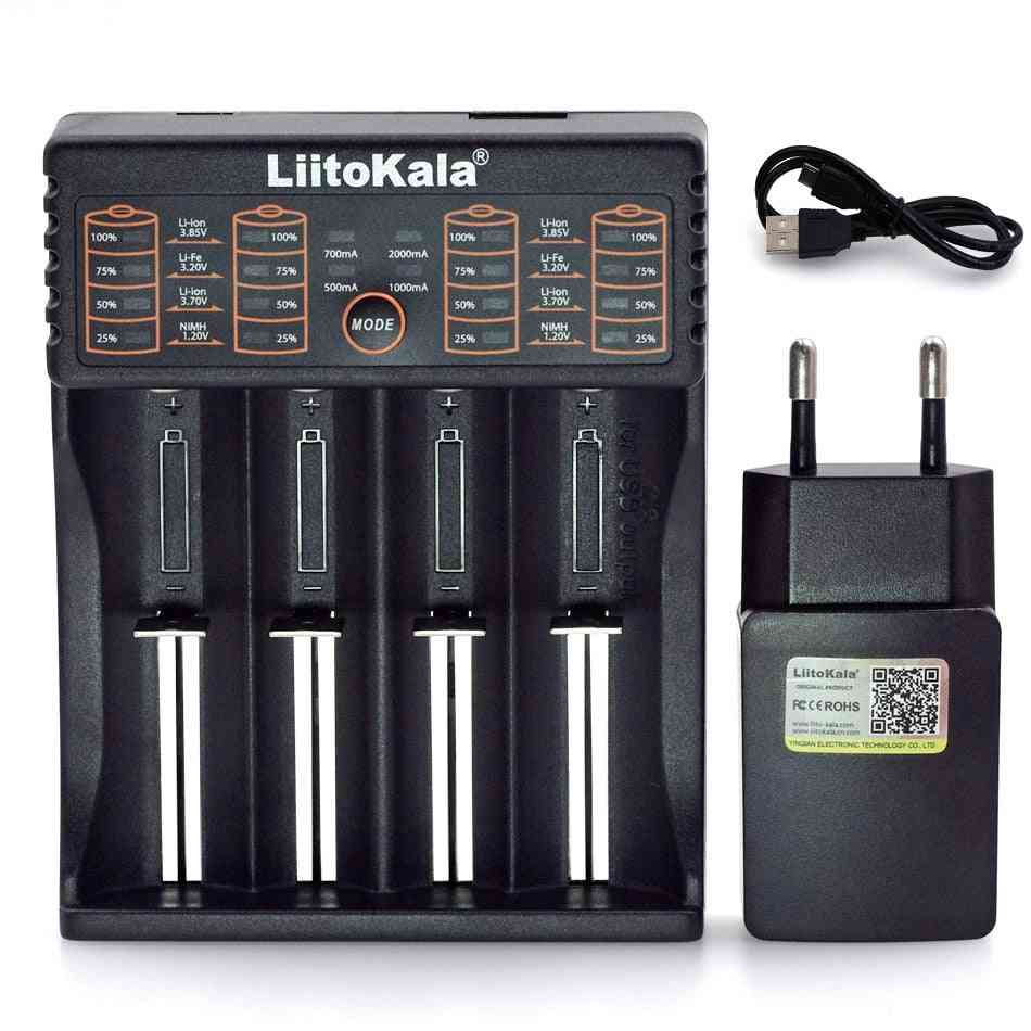 Carregador inteligente de bateria lii402 / lii202 / lii100 / liis1 18650, 1.2v / 3.7v / 3.2v / aa / aaa 26650 nimh Li-ion-bateria inteligente, plugue 5v-2a eu - plugue 5v 2a eu
