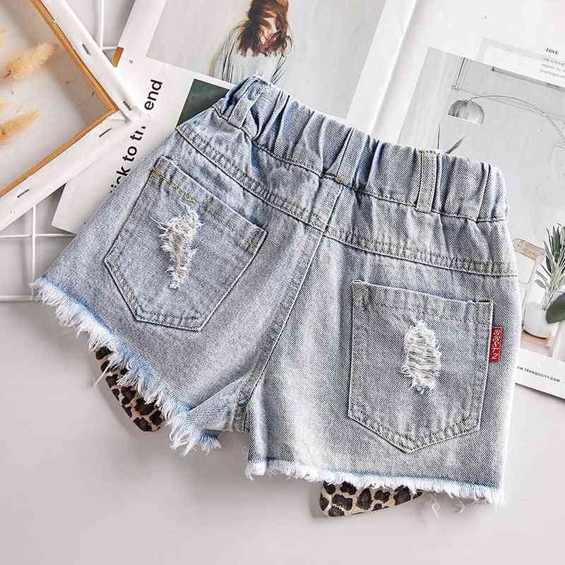 Estate neonata pantaloncini jeans pantaloni - moda patchwork stampa leopardata corta per ragazze vestiti inferiori da 2 a 14 anni
