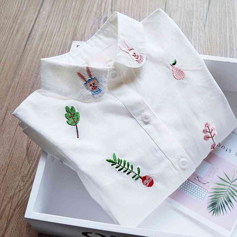 Dziewczęca bluzka z długim rękawem - jesienne ubrania dla dzieci dziewczyny od 8 do 12 haftowanych bluzek z kreskówek lisa, bawełniane koszule szkolne