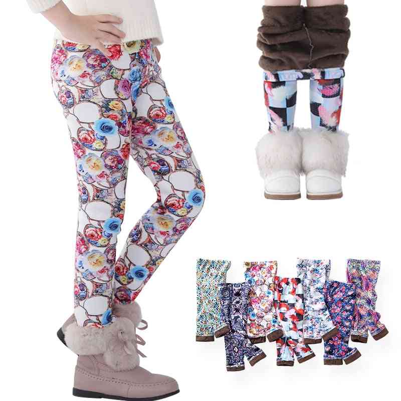 Girls Leggings, Toddler & Kids Thick Warm Print Flower Pants