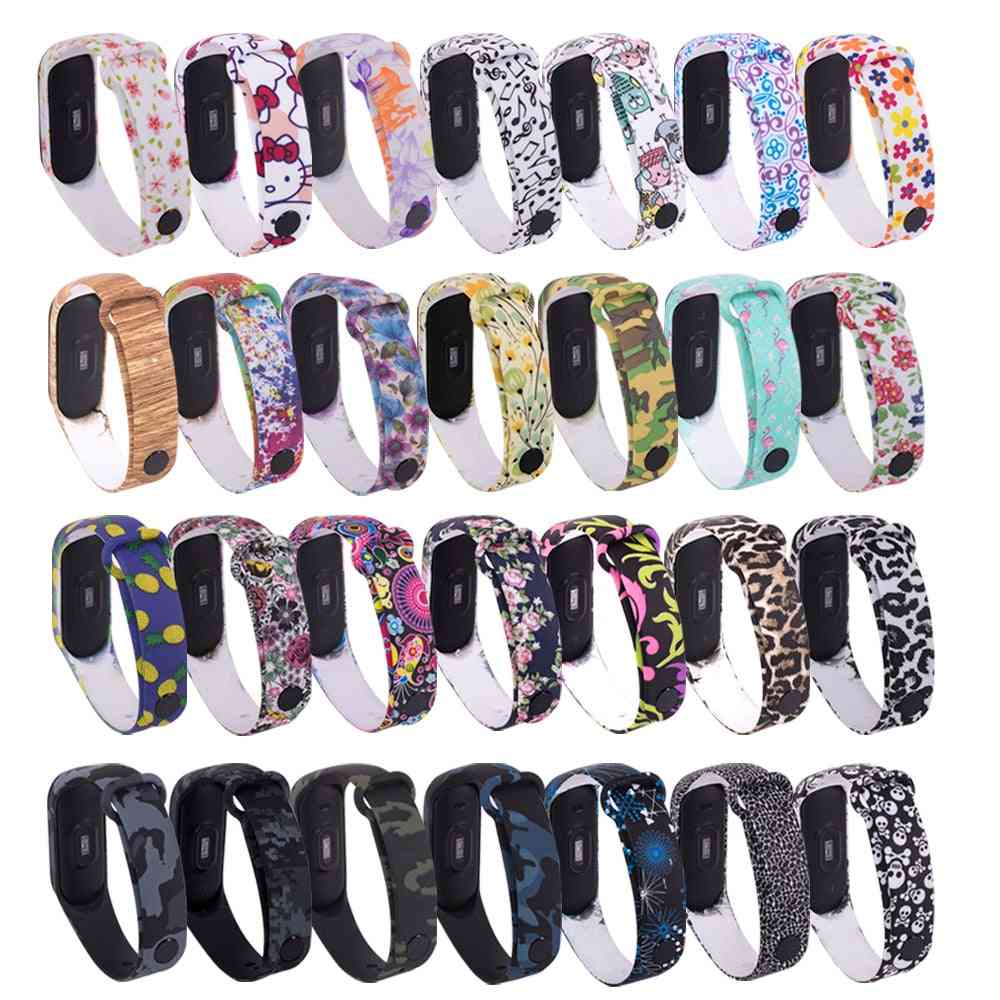 Universal Silicone, Colorful Flowers Strap, Replacement Bracelet For Mi Band