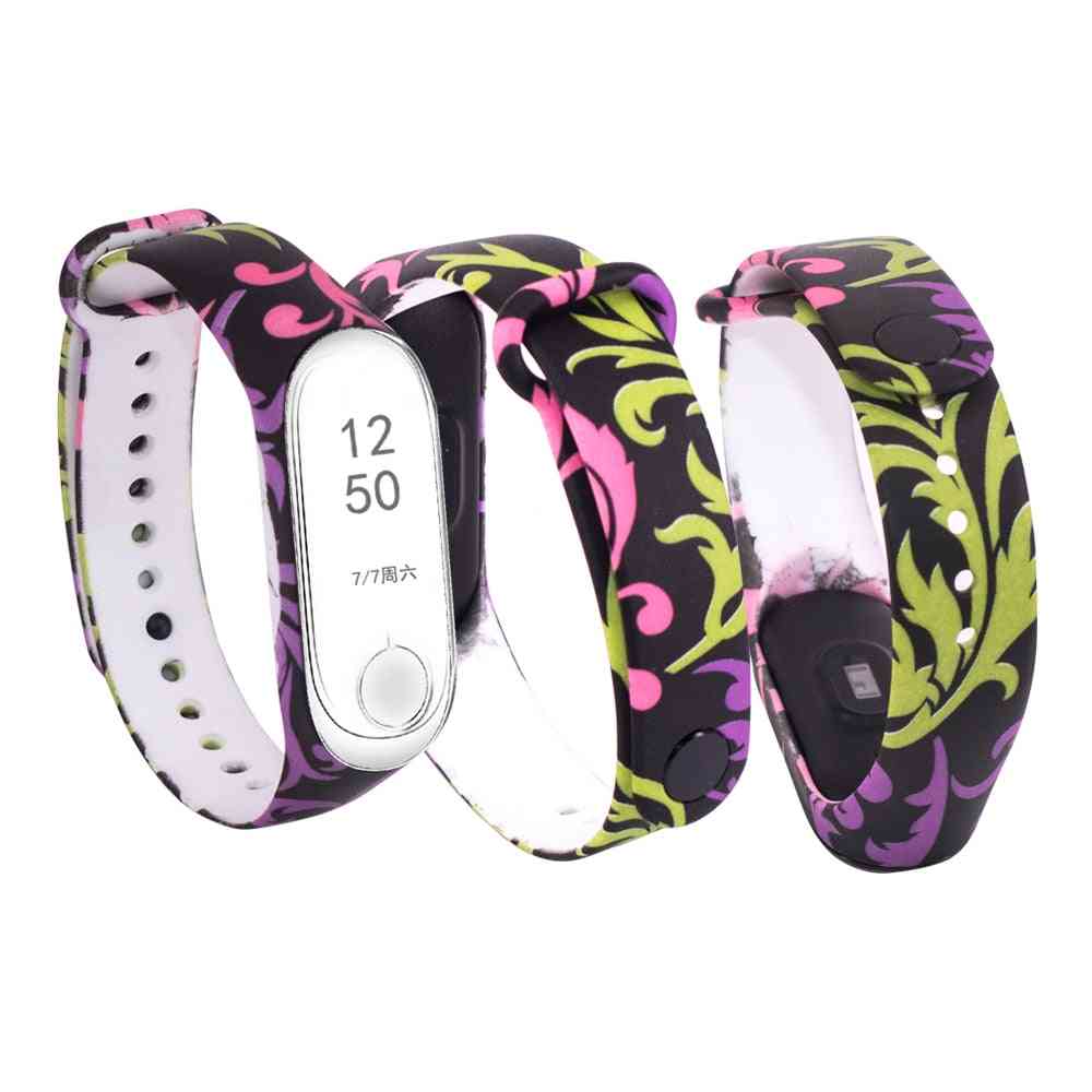 Universal Silicone, Colorful Flowers Strap, Replacement Bracelet For Mi Band