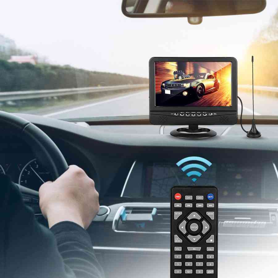 7,5 hüvelykes széles látószögű autó hordozható tv analóg mobil tv dvd televízió lejátszó távirányító us 100-240v