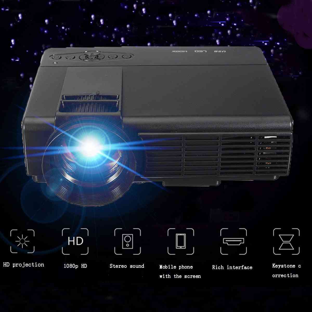 50 Lumen 3D 1080p Projektor, Full HD Heimkino Multimedia VGA / USB / HDMI / LED Projektor, LCD-Beamer-VGA -