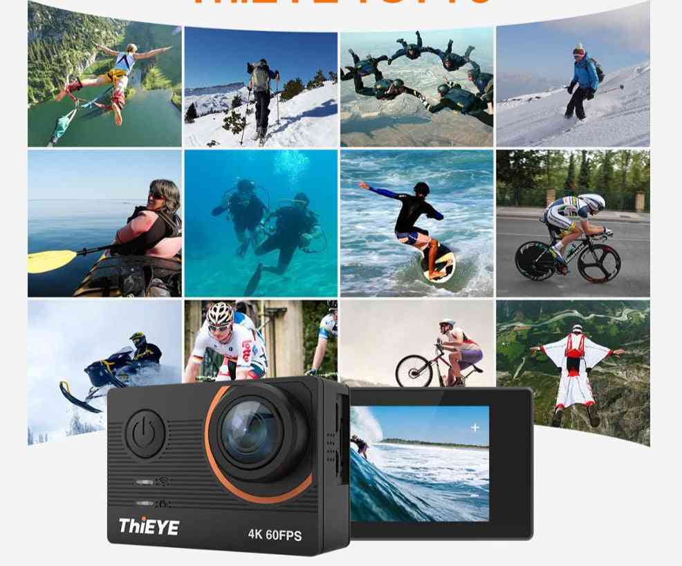 Kamera akcji 4K Ultra HD T5 Pro z 6-osiowym stabilizatorem żyroskopowym i pilotem - 8K z kartą 64 GB / standard
