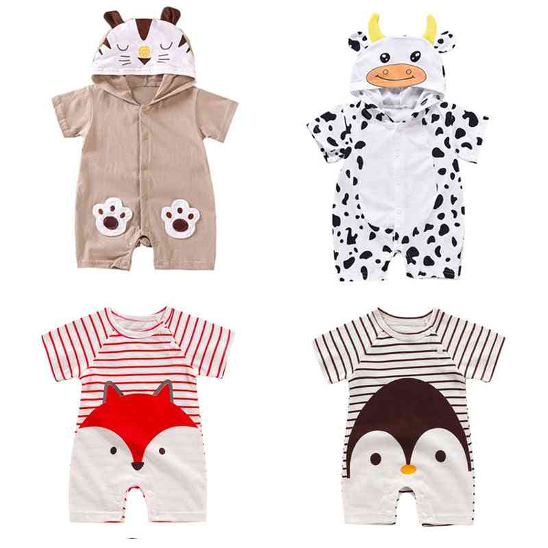 Infant Jumpsuit Summer Romper Animal Print Newborn Girl Boy Cotton Cartoon Suit Climbing Rompers