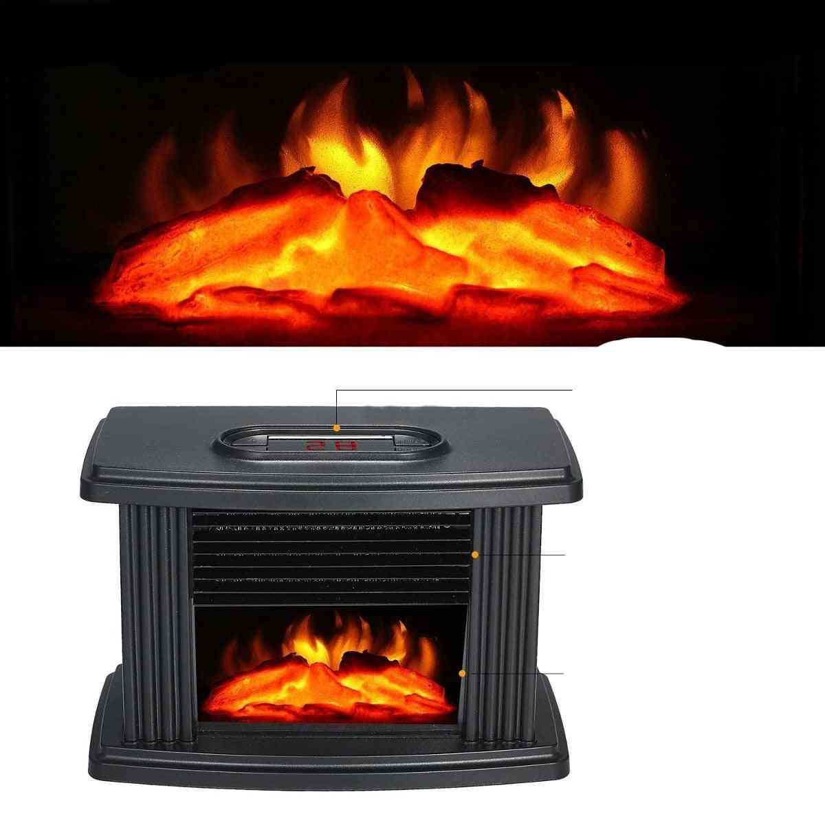 Portable Electric Fireplace Stove Heater Tabletop Indoor Space, 1000w Household Winter Heating Machine