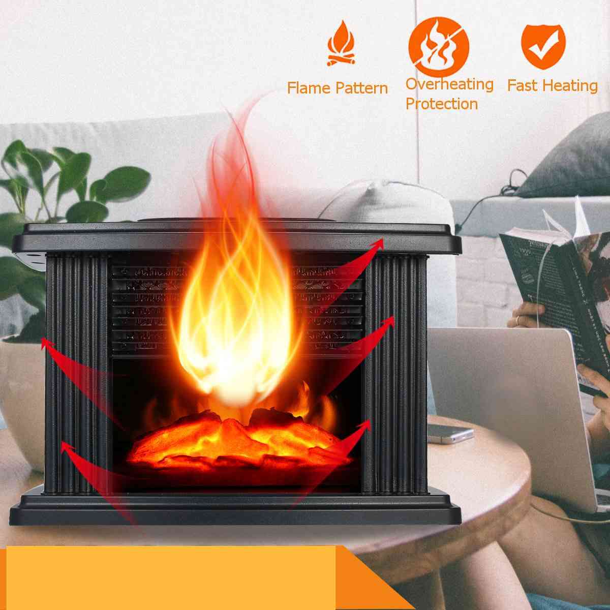 Portable Electric Fireplace Stove Heater Tabletop Indoor Space, 1000w Household Winter Heating Machine