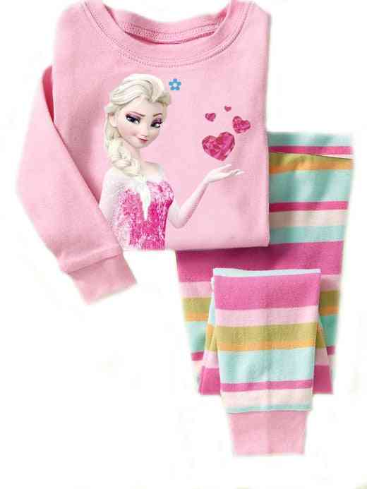 Girls Sleepwear Cotton Pajamas, Minnie Cartoon Print Long Sleeve Set-2