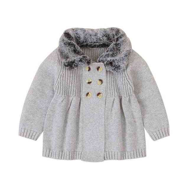 Suéteres para bebés cardigans invierno cálido tejido recién nacido niñas chaquetas abrigos manga larga prendas de punto - gris / 6m
