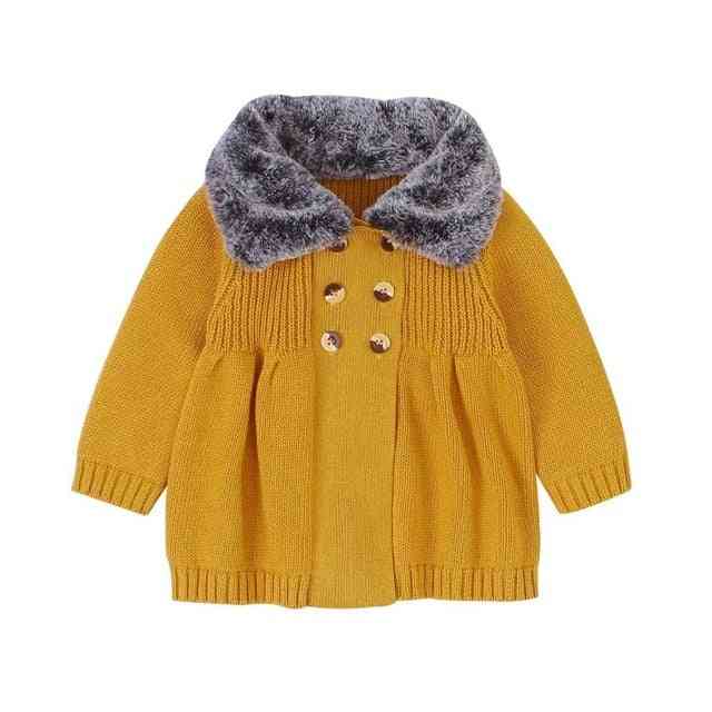 Dětské svetry vesty zimní teplé pletené - novorozenecké bundy kabáty dlouhý rukáv