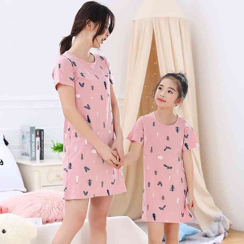 Nattklänning för flickor, pyjamas, kortärmad nattklänning set-1 - s-01 / 2-3t (90-100cm)