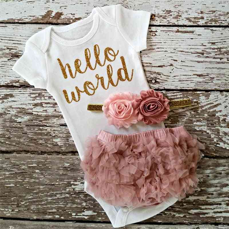 Baby Outfits, Dresses For 1st First Birthday Party -romper +headband