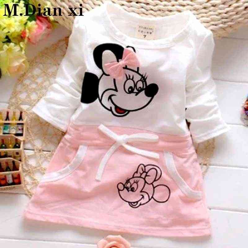 Baby Gril Cotton Long Sleeve Cute Minnie Stitching Dress