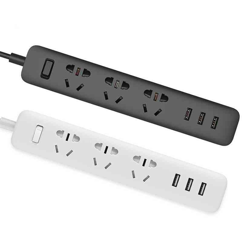 Stekkerdoos voor smart home-elektronica opladen 3 usb 2.0 interface verlenging socket - zwart / eu-adapter toevoegen